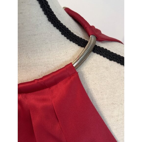 Eliza J Red Halter Dress 10 Satin Sheath Gold Chain Neck Evening Holiday Party - Picture 5 of 12